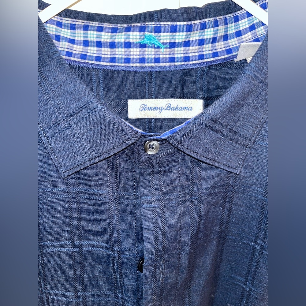 Tommy Bahama Button Up Long Sleeved Shirt Navy Blue Size XXL TTG